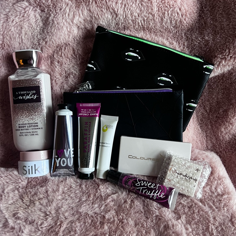 2 ipsy bags with products and FULL SIZE BBW lotion